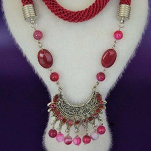 Plum Natural Stone Necklace Hand Made